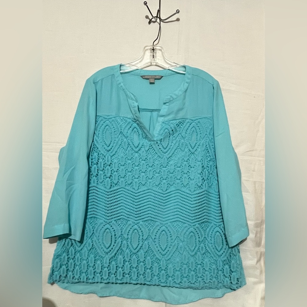 Valerie Stevens Turquoise Lace Blouse